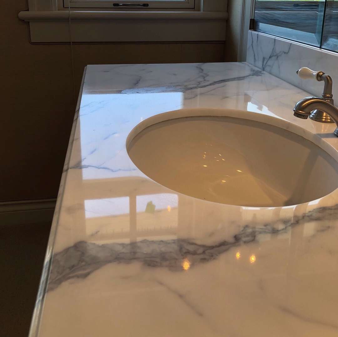 Marble floor in bathroom just polished
