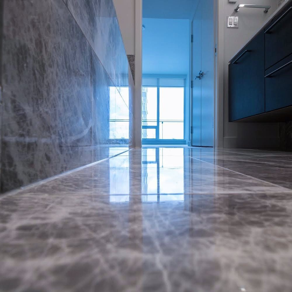 a shower with a glass door